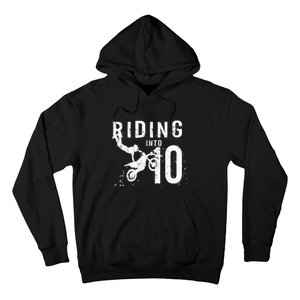 Riding Into 10 Years Old 10th Birthday Boy Dirt Bike Party Hoodie