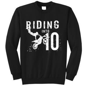 Riding Into 10 Years Old 10th Birthday Boy Dirt Bike Party Sweatshirt