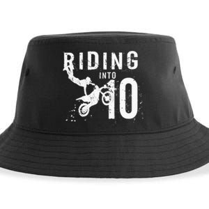 Riding Into 10 Years Old 10th Birthday Boy Dirt Bike Party Sustainable Bucket Hat