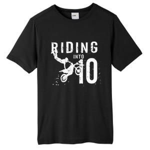 Riding Into 10 Years Old 10th Birthday Boy Dirt Bike Party Tall Fusion ChromaSoft Performance T-Shirt