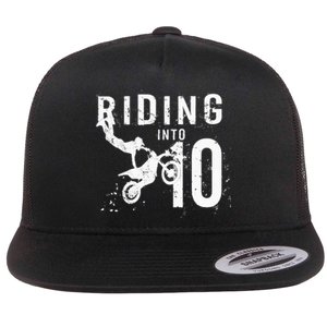 Riding Into 10 Years Old 10th Birthday Boy Dirt Bike Party Flat Bill Trucker Hat