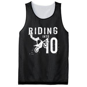 Riding Into 10 Years Old 10th Birthday Boy Dirt Bike Party Mesh Reversible Basketball Jersey Tank