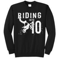 Riding Into 10 Years Old 10th Birthday Boy Dirt Bike Party Tall Sweatshirt