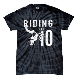 Riding Into 10 Years Old 10th Birthday Boy Dirt Bike Party Tie-Dye T-Shirt