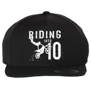 Riding Into 10 Years Old 10th Birthday Boy Dirt Bike Party Wool Snapback Cap