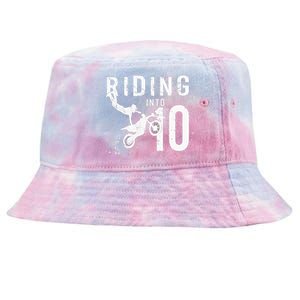 Riding Into 10 Years Old 10th Birthday Boy Dirt Bike Party Tie-Dyed Bucket Hat