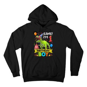 Rawr I'm 1st Birthday Boy Dinosaur Trex 1 Years Old Party Hoodie