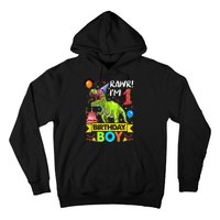 Rawr I'm 1st Birthday Boy Dinosaur Trex 1 Years Old Party Hoodie