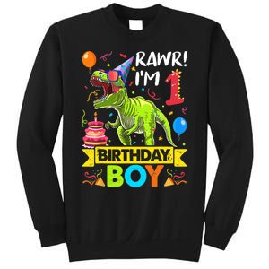 Rawr I'm 1st Birthday Boy Dinosaur Trex 1 Years Old Party Sweatshirt