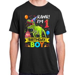 Rawr I'm 1st Birthday Boy Dinosaur Trex 1 Years Old Party Adult ChromaSoft Performance T-Shirt