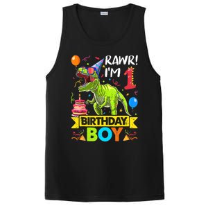 Rawr I'm 1st Birthday Boy Dinosaur Trex 1 Years Old Party PosiCharge Competitor Tank