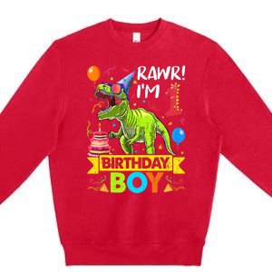 Rawr I'm 1st Birthday Boy Dinosaur Trex 1 Years Old Party Premium Crewneck Sweatshirt