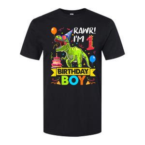 Rawr I'm 1st Birthday Boy Dinosaur Trex 1 Years Old Party Softstyle CVC T-Shirt