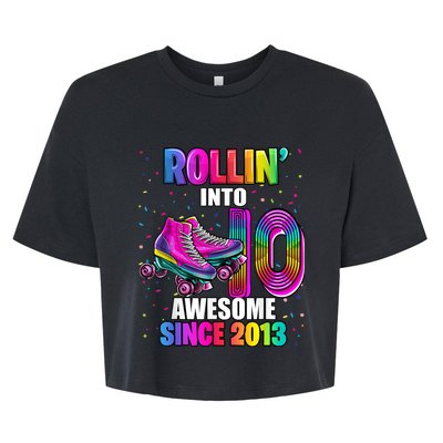 Rollin into 10 Awesome 2013 Roller Skating 10th Birthday Bella+Canvas Jersey Crop Tee