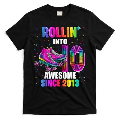 Rollin into 10 Awesome 2013 Roller Skating 10th Birthday T-Shirt