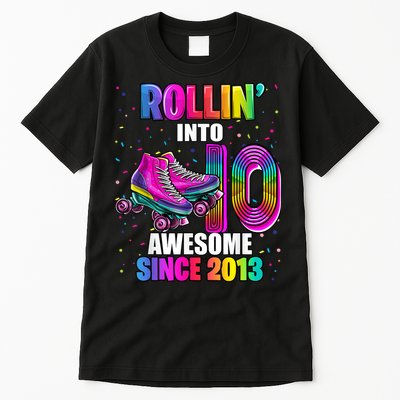 Rollin into 10 Awesome 2013 Roller Skating 10th Birthday Tall T-Shirt