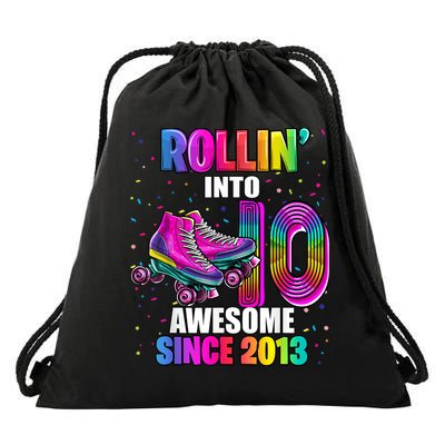 Rollin into 10 Awesome 2013 Roller Skating 10th Birthday Drawstring Bag