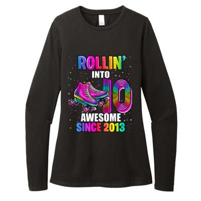 Rollin into 10 Awesome 2013 Roller Skating 10th Birthday Womens CVC Long Sleeve Shirt