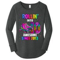 Rollin into 10 Awesome 2013 Roller Skating 10th Birthday Women's Perfect Tri Tunic Long Sleeve Shirt