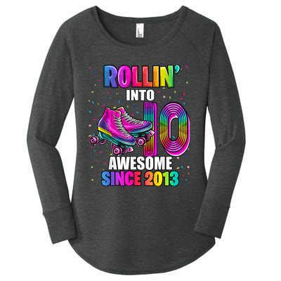 Rollin into 10 Awesome 2013 Roller Skating 10th Birthday Women's Perfect Tri Tunic Long Sleeve Shirt