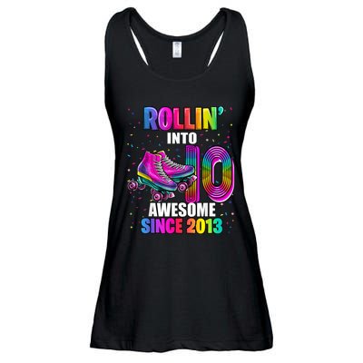 Rollin into 10 Awesome 2013 Roller Skating 10th Birthday Ladies Essential Flowy Tank