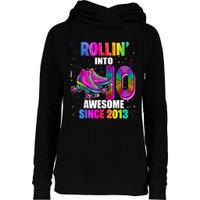 Rollin into 10 Awesome 2013 Roller Skating 10th Birthday Womens Funnel Neck Pullover Hood