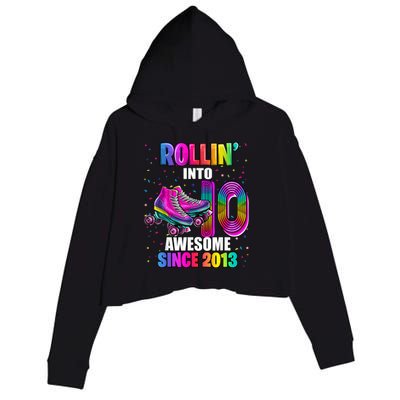 Rollin into 10 Awesome 2013 Roller Skating 10th Birthday Crop Fleece Hoodie