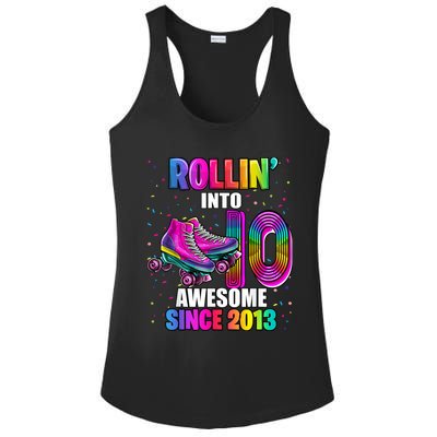 Rollin into 10 Awesome 2013 Roller Skating 10th Birthday Ladies PosiCharge Competitor Racerback Tank