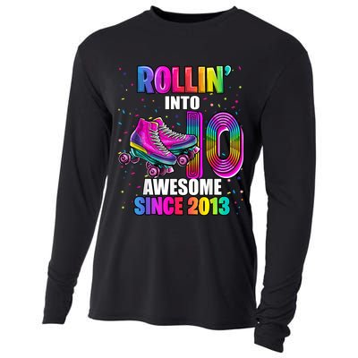 Rollin into 10 Awesome 2013 Roller Skating 10th Birthday Cooling Performance Long Sleeve Crew