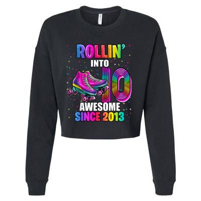 Rollin into 10 Awesome 2013 Roller Skating 10th Birthday Cropped Pullover Crew