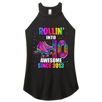 Rollin into 10 Awesome 2013 Roller Skating 10th Birthday Women's Perfect Tri Rocker Tank