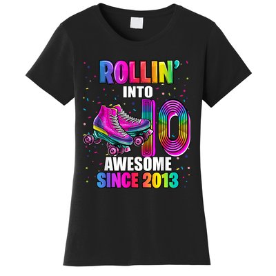 Rollin into 10 Awesome 2013 Roller Skating 10th Birthday Women's T-Shirt