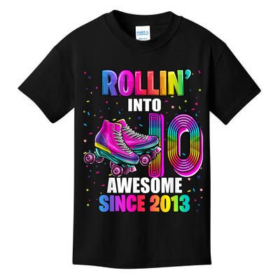 Rollin into 10 Awesome 2013 Roller Skating 10th Birthday Kids T-Shirt