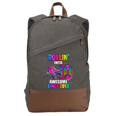 Rollin into 10 Awesome 2013 Roller Skating 10th Birthday Cotton Canvas Backpack