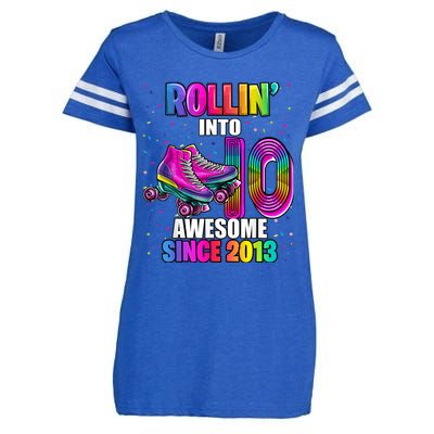 Rollin into 10 Awesome 2013 Roller Skating 10th Birthday Enza Ladies Jersey Football T-Shirt