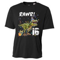 Rawr I'm 16 Birthday T Rex Dinosaur Party Gift For Cooling Performance Crew T-Shirt