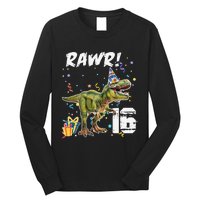 Rawr I'm 16 Birthday T Rex Dinosaur Party Gift For Long Sleeve Shirt