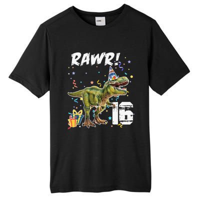 Rawr I'm 16 Birthday T Rex Dinosaur Party Gift For Tall Fusion ChromaSoft Performance T-Shirt