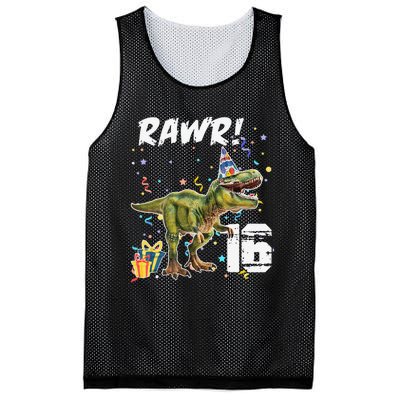 Rawr I'm 16 Birthday T Rex Dinosaur Party Gift For Mesh Reversible Basketball Jersey Tank