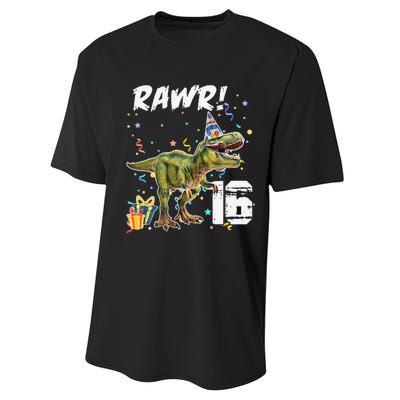 Rawr I'm 16 Birthday T Rex Dinosaur Party Gift For Performance Sprint T-Shirt