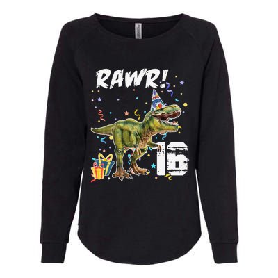 Rawr I'm 16 Birthday T Rex Dinosaur Party Gift For Womens California Wash Sweatshirt