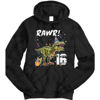 Rawr I'm 16 Birthday T Rex Dinosaur Party Gift For Tie Dye Hoodie