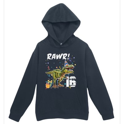 Rawr I'm 16 Birthday T Rex Dinosaur Party Gift For Urban Pullover Hoodie