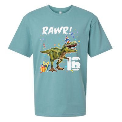 Rawr I'm 16 Birthday T Rex Dinosaur Party Gift For Sueded Cloud Jersey T-Shirt