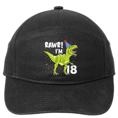 Rawr I'm 18 Birthday T Rex Dinosaur Party Gift For 7-Panel Snapback Hat