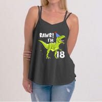 Rawr I'm 18 Birthday T Rex Dinosaur Party Gift For Women's Strappy Tank