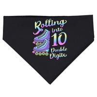 Rolling Into 10 Double Digits Roller Skates 10th Birthday USA-Made Doggie Bandana