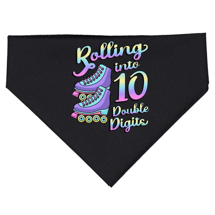 Rolling Into 10 Double Digits Roller Skates 10th Birthday USA-Made Doggie Bandana