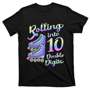 Rolling Into 10 Double Digits Roller Skates 10th Birthday T-Shirt