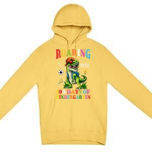 Roaring Into 100 Days Of Kindergarten Back To School Meaningful Gift Premium Pullover Hoodie